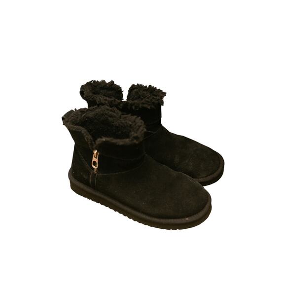 Koolaburra by UGG Koola Short Zip Black Suede Shearling Boots Women’s Size 6 - Picture 1 of 5